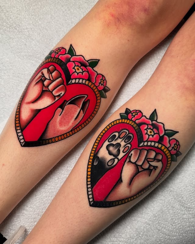 Animal Right tattoos, left one’s fresh, right one’s from earlier this year. Would love to do more of these!! Plenty of space in April in Leeds, book now! by @iris_lys