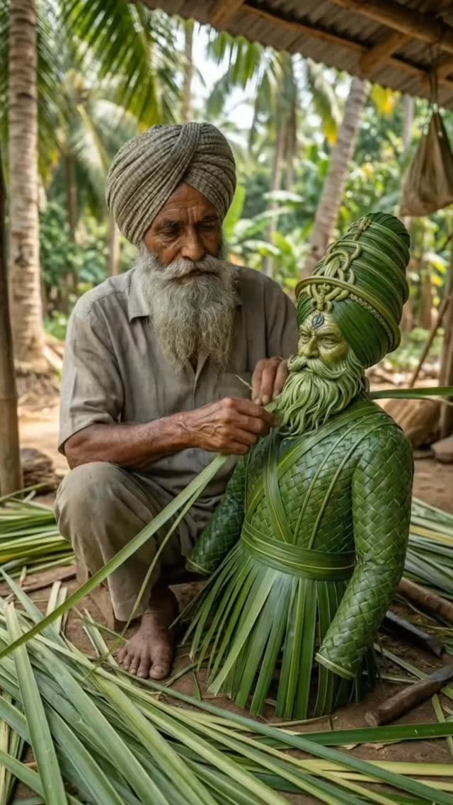Pure Craft. Deep Respect. 🙏 | Leaf Art Masterpiece #Shorts #LeafArt #HandmadeCraft #NatureArt #viral by @baba__crafts