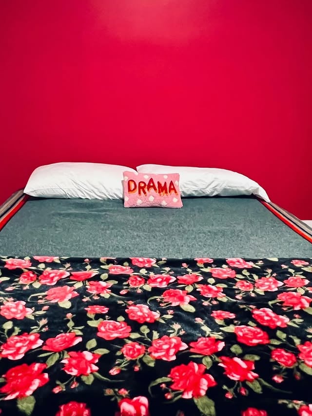 Well, I’ve made my bed, and now must lie in it. Deeply in love with this paint color, #FireBreathingDragon #Valspar #eggshellfinish #Lowes by @griffonwilde