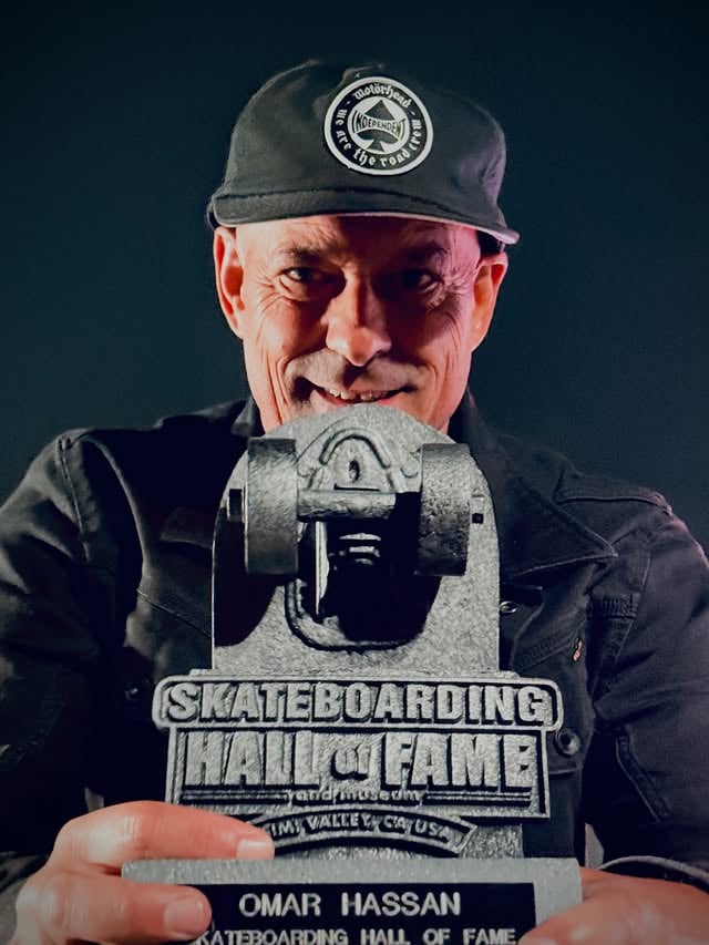 Massive congratulations to Omar Hassan (@omarhassan) for his induction into the Skateboarding Hall of Fame 🏆What an epic & inspiring night for skateboarding. The perfect chance to pay long overdue respect to just a few of those who give their blood and sweat to the pavement. Beyond earned & deserved - thank you, Omar for all of your contributions to skateboarding. It’s an honor to have you riding with the Stone all these years🍻 by @volcom