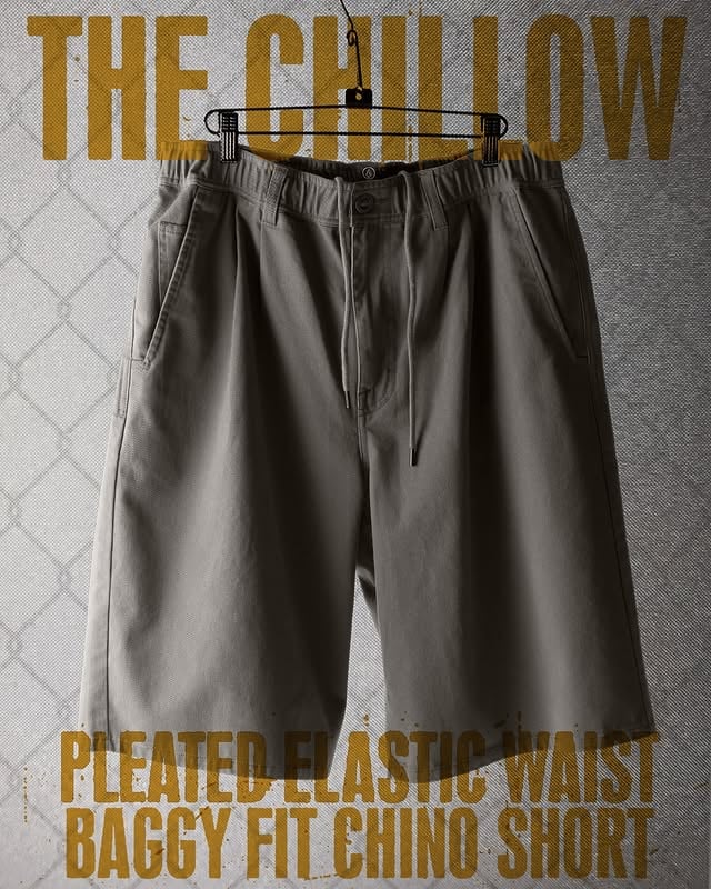 CHILLOW PLEAT EW SHORT24” outseam, elastic waist w/ drawcord & flyPerfect amount of room & drape for summer sessions. #RoadTested by @volcom