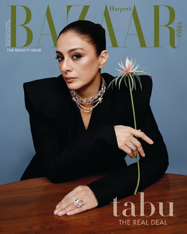 In an industry where surnames are inherited currencies, Bazaar India’s April-May cover star, Tabu (@tabutiful), has operated for over three decades on a mononym. To understand her career is to understand what it meant to say yes to things the industry was not ready for and to have the instinct to recognise those things as worthy, even when no template existed for them. But she refuses to call it rebellion. “It was simply a reflection of who I am. The roles I chose, the decisions I made—they came from some similar place throughout my life. Some part of me has been completely unchanged,” she insists. Read the full cover story at the link in bio.Editor: Rasna Bhasin (@rasnabhasin)Interview: Malika Halder (@malikahalder)Photographer: Soujit Das (@soujit.das)Stylist: Gopalika Virmani (@gopalikavirmani)Cover Design: Mandeep Singh Khokhar (@mandy_khokhar19)Editorial Coordinator: Shalini Kanojia (@shalinikanojia)Makeup Artist: Savleen Manchanda (@savleenmanchanda)Hair Artist: Hiral Bhatia (@bbhiral)Set Design: Nikita Rao (@nikita_315)Assistant Stylist: Grace Soni (@grace__soni_)Artist Management: Mili Savla (@milisavla)Line Producer: Salim Memon (@lineproducer)Tabu is wearing a shoulder-structured jacket from the Red Thin Line collection by Rajesh Pratap Singh (@rajeshpratapsinghworks), paired with the Colour Me Spring necklace, Eternal Knowing necklace, The Eternal Dance ring, and Flower of Life ring — all by Zoya Jewellery (@zoyajewels).#HarpersBazaarIndia #TheBeautyIssue #Tabu by @tabutiful