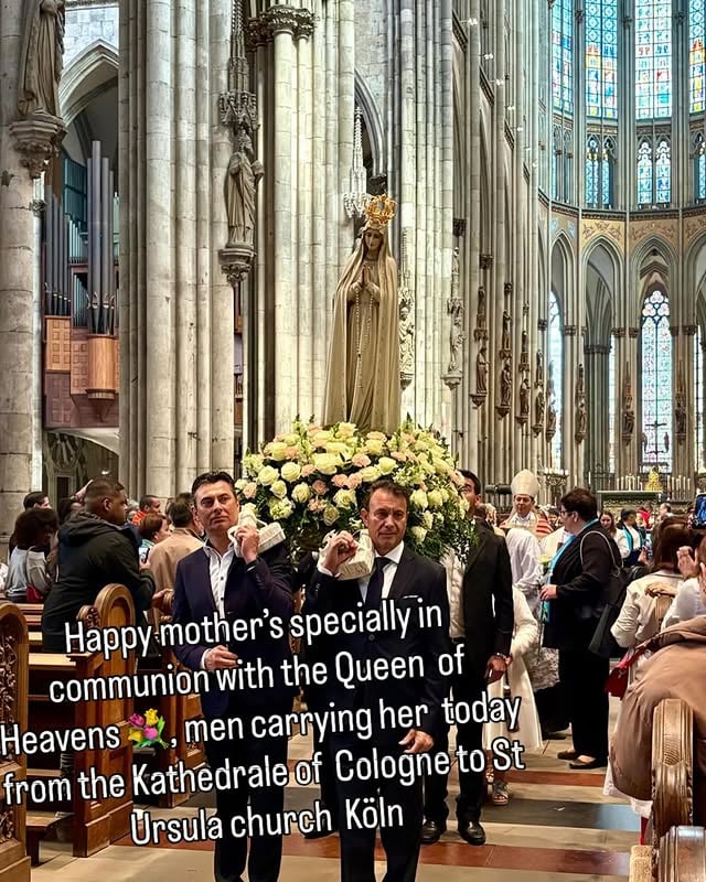When the devotion to Mary takes on fruits in strong men you know it’s a devotion based upon strength, humility, faithfulness and tradition. Germany is filled with such tradition lasting hundred of years The Cathedral that holds the three Kings, the Center of the merovingian kings having made the foundation for Charlemagne a few hundred of years later from which Christianity took hold in Central Europe , with the great help of Irish monks , who came by the thousands to Christianise Europe , under the protection of the Merovingian kings and later The Frankish Kings. No europe is not lost it never will be either . It’s too beautiful , too engraved in well founded traditions for it to waver one bit And yes the west has always its waves of resurgence ingraved in its very soul In this I count upon and history does too with the protective mantle of the Queen and mother of heaven. God bless all mothers specially today by @kathykellyofficial