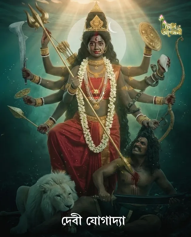 একদা এক শাঁখারি ক্ষীরগ্রামের দিঘির পাড় দিয়ে যাচ্ছিলেন। হঠাৎ এক সুন্দরী বালিকা তার পথ আটকে শাঁখা পরতে চায়। শাঁখারি তাকে সুন্দর দুগাছি শাঁখা পরিয়ে দেন। মেয়েটি বলে, "আমার বাবা মন্দিরের পুরোহিত, তুমি তাঁর কাছ থেকে শাঁখার দাম নিয়ে নিও। তিনি যদি না দিতে চান, তবে বলবে মন্দিরের কুলুঙ্গিতে রাখা বাক্সে টাকা আছে।" ​শাঁখারি পুরোহিতের কাছে গিয়ে সব বললে পুরোহিত অবাক হয়ে যান, কারণ তাঁর কোনো মেয়ে ছিল না। কিন্তু কৌতূহলবশত মন্দিরের কুলুঙ্গি খুলে দেখেন, ঠিক সেখানে শাঁখার দাম রাখা আছে। এরপর সবাই যখন সেই দিঘির পাড়ে যান, তখন জলের মাঝখান থেকে দুটি শাঁখা পরা হাত ওপরে উঠে আসে এবং দেবী তাঁর ঐশ্বরিক রূপ প্রকাশ করেন। এই ঘটনার পর থেকেই দেবীর বিশেষ মহিমা ছড়িয়ে পড়ে।​#দেবীযোগাদ্যা ​#ভদ্রকালী ​#ক্ষীরগ্রাম ​#মাযোগাদ্যা​#আদ্যাশক্তি​ by @siyara0604