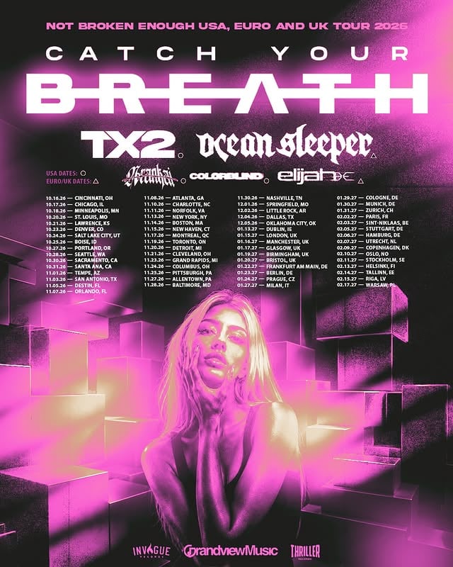 💔 ‘Not Broken Enough Tour’ is coming near you! Are you ready? Touring the US, EU and UK!🎟️ Presale & VIP: Wed, May 27 @ 9am PT/12pm ET 🤫Presale password- “CONTROL” General Sale: Fri, May 29 @ 10am LOCALWhich city will we see you at? #catchyourbreath #tx2 #oceansleeper #tour #worldtour by @catchyourbreathband