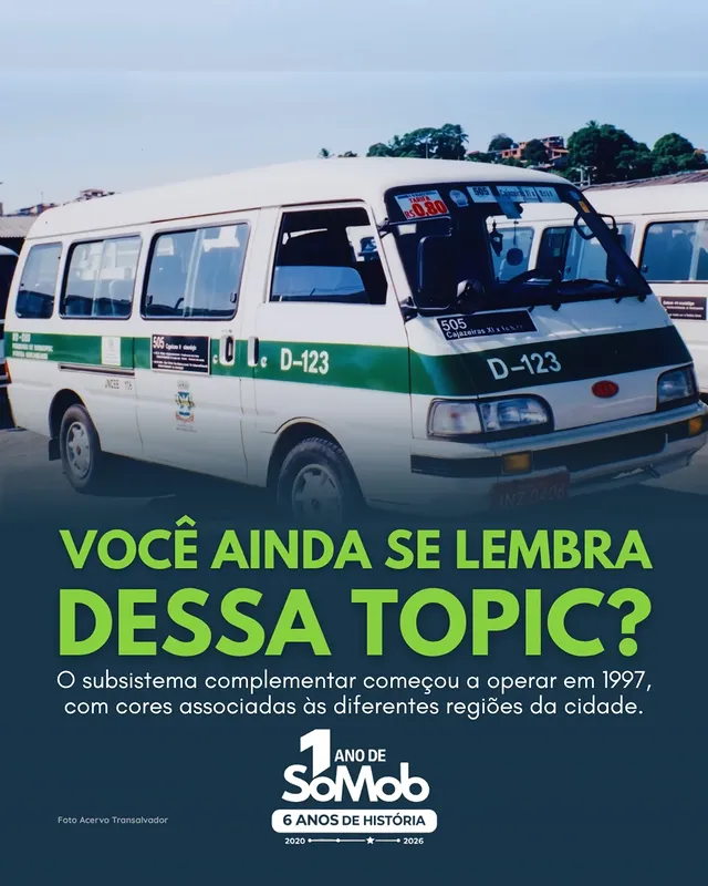 🚍 Quem viveu Salvador nos anos 90 e 2000 com certeza lembra delas…Antes dos micro-ônibus, eram as famosas “Topics” que dominavam as ruas da periferia, ligando bairros, encurtando caminhos e criando uma identidade própria no transporte de Salvador. Teve época em que bastava olhar a cor do veículo pra saber de qual região ele vinha. 👀Neste carrossel, relembramos o início do STEC, as mudanças visuais, o crescimento dos veículos e a última grande renovação da frota em 2014.E aí… você ainda lembra dessa época? Qual foi a cor da “Topic” que mais marcou sua rotina? 👇📲 Arraste pro lado e viaje nessa nostalgia da mobilidade soteropolitana.🎯 Siga o @portalsomob nas redes sociais....#Salvador #Bahia #TBT #Notícia #SóMob by @portalsomob