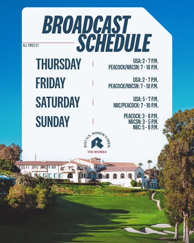 The U.S. Women’s Open Presented by Ally is coming to prime time 🤩Here’s how to watch this week’s coverage 📺 by @uswomensopen
