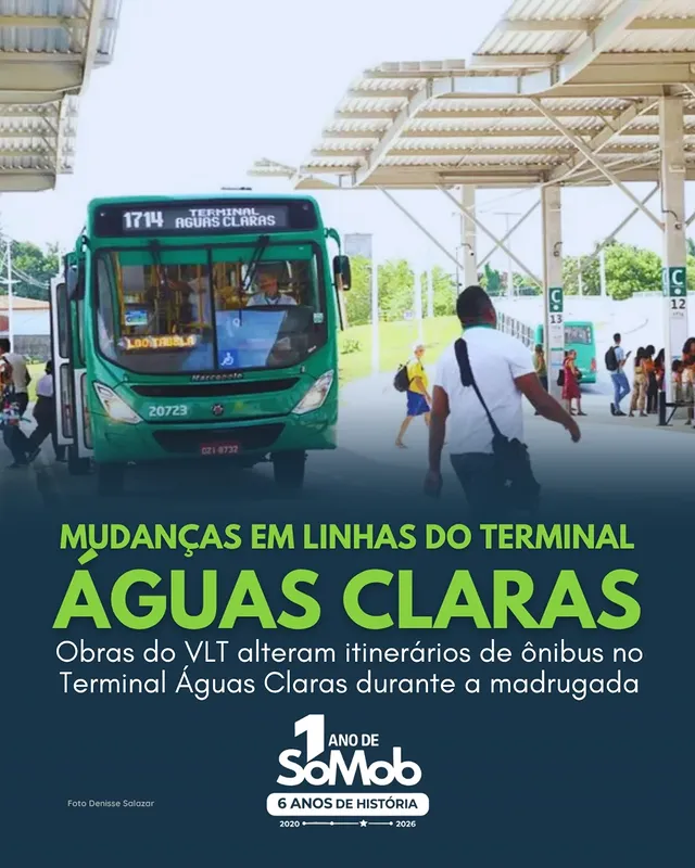 🚧 Passageiros que utilizam o Terminal Águas Claras devem ficar atentos: algumas linhas de ônibus terão itinerários modificados temporariamente durante a madrugada por causa do avanço das obras do VLT na região da BR-324.As alterações acontecem entre 22h e 4h, período de menor circulação das linhas afetadas, para permitir o içamento e instalação de vigas da nova estrutura.Segundo a operação, equipes estarão no terminal para orientar usuários e motoristas durante as mudanças.📍Arraste para o lado e veja a mudança e o trajeto que vão ser alterados.🌐 Leia mais em www.somob.com.br🎯 Siga o @portalsomob nas redes sociais....#Salvador #Bahia #ÁguasClaras #Notícia #SóMob by @portalsomob