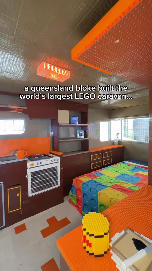 We found the world’s largest caravan built entirely from LEGO bricks 👀 It’s a replica of an early 1970s Viscount, once Australia’s biggest caravan maker. Built by Ben Craig, aka “The Brick Builder”, who started it in his Gold Coast garage back in April 2018 before finishing it off at the Brisbane Showgrounds.The numbers are wild:🧱 Just under 300,000 individual bricks🛏️ A full interior with double bed, sink, stove, fridge and dinette🇦🇺 A jar of Vegemite, also made from LEGO🏆 Officially crowned a Guinness World Record holder in September 2018Spotted it at the Queensland Caravan & Camping Supershow🕘 Doors open 9am to 5pm Wednesday to Saturday and 9am to 4pm Sunday.🗓️ 3 to 7 June 2026📍 Brisbane Showgrounds, Bowen Hills by @brisbane