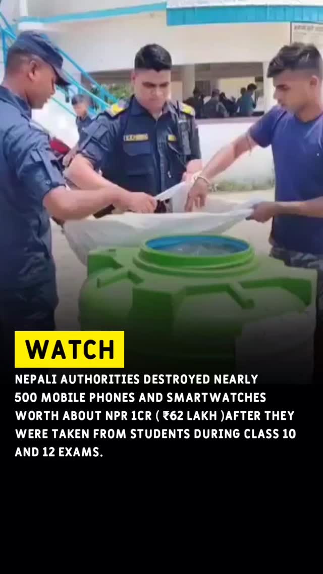 Authorities in Siraha, Nepal, destroyed nearly 500 confiscated mobile phones and smartwatches (worth over NPR 1 crore) by submerging them in water. The devices were seized from students caught cheating during the SEE (Secondary Education Examination) and Grade 12 exams, sparking a major public debate over the destruction of private property