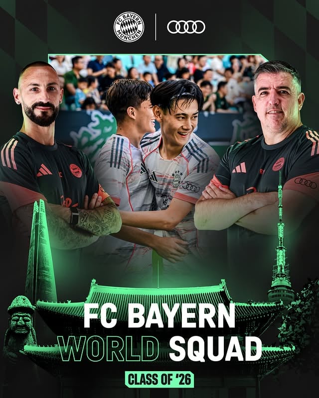 The FC Bayern World Squad is back for Season 6! 🌎⚽️This year, the journey leads to South Korea 🇰🇷👀 See the link in bio and story for more info.Stay tuned on @fcbayernpathway – the channel for everything about the Class of '26!🔴#FCBayernWorldSquad #AudiWSTour