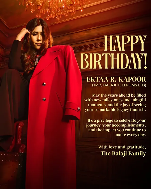 Happy Birthday @ektarkapoor ,To the powerhouse behind stories that became emotions and characters that became family. Here's to your incredible strength, relentless dedication, and the magic you bring to every screen. Cheers to you and a lifetime of storytelling that keeps touching hearts.✨️@shobha9168 @tanusridgupta #balajitelefilms by @balajitelefilmslimited