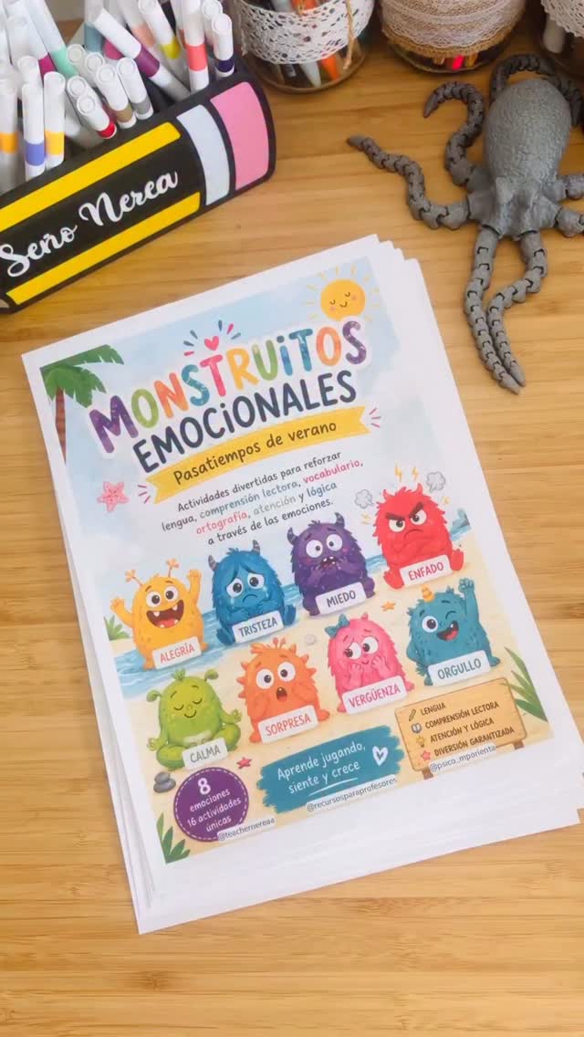 🌈👾 MONSTRUITOS EMOCIONALES: PASATIEMPOS DE VERANO 🧠💛

Se trata de un cuaderno de pasatiempos de verano para que los niños y niñas sigan aprendiendo de forma divertida, tranquila y significativa durante las vacaciones.

A través de monstruitos adorables, este material propone actividades para reforzar lengua, comprensión lectora, vocabulario, ortografía, atención y lógica mientras descubren y expresan sus emociones.

👇 PARA CONSEGUIRLO:

1️⃣ Sigue a las tres cuentas:  @psico_mporienta @teachernereaa @recursosparaprofesores 

2️⃣ Dale ❤️ para ayudarnos a que llegue a más familias y docentes.

3️⃣ Déjanos en comentarios qué te gustaría que compartamos de cara a este final de curso y verano.

4️⃣ Comparte este reel en tus historias y envía la captura SOLO a @recursosparaprofesores con la palabra MONSTRUITOS

Se compartirá gratis solo durante 24h ⏳ Después estará disponible en nuestras webs.

Un recurso perfecto para Infantil y Primaria, ideal para esos últimos días de curso o para seguir aprendiendo durante las vacaciones de una forma más amable, divertida y significativa.

#recursoseducativos #educacionemocional #pasatiemposinfantiles #repasodeverano #materialdocente