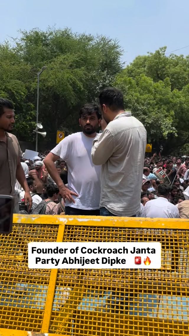 “Thousands of supporters gathered at Delhi’s Jantar Mantar for a major demonstration led by Cockroach Janta Party (CJP) founder Abhijeet Dipke.”