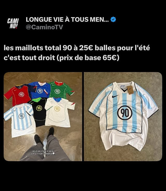 Maillot de foot + un short ou un pant bien gelar c’est le thème de l’été : on ajoute la sélection total90 au catalogue 

Commente « lien » on t’envoie ça 🫡