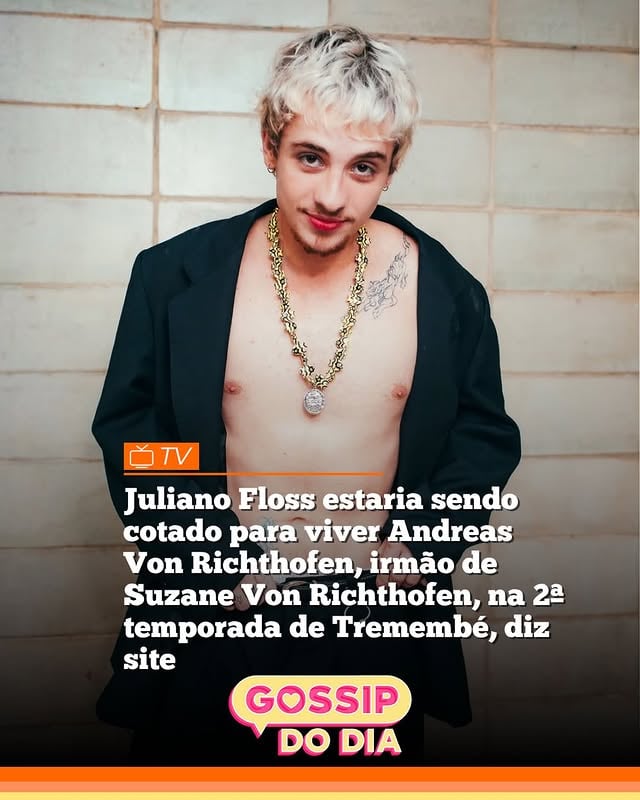 Segundo informações publicadas pelo Jornal Extra, @julianofloss estaria sendo cotado para estrear como ator na segunda temporada de “Tremembé”. De acordo com o site, o ex-BBB poderia interpretar Andreas von Richthofen, irmão de Suzane von Richthofen, personagem que será vivida por Marina Ruy Barbosa na produção.

A especulação ganhou força após a mudança de visual do influenciador, que ficou ruivo recentemente, e sua participação em uma oficina de atores promovida pela TV Globo após deixar o reality.

Gostariam de vê-lo na série? 

Via: @jornalextra
(📸 Imagem/Reprodução: @julianofloss)