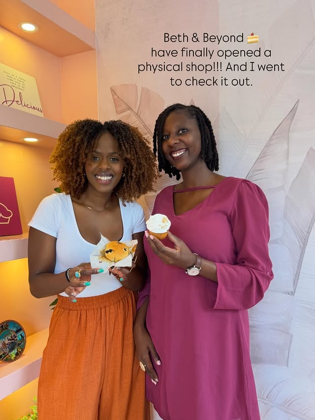 @beth_beyond_bakes have just opened a physical shop and they want you to go there! Swipe left to see what’s on offer 🤎. They will also have free sampling every day so you know exactly what you’re buying. Located at Ngong Rd Business Centre - Directly Opposite Posta. • Monday - muffins at Ksh 670 instead of Ksh 900• Tuesday - assorted cupcakes and doughnuts at Ksh 670 instead of Ksh 900• Wednesdays - you get a free muffin for every loaf cake you buy (see stories) Make an order today! 🎂🧁🍰🍩 Congratulations 🎉 Beth! by @jules_her