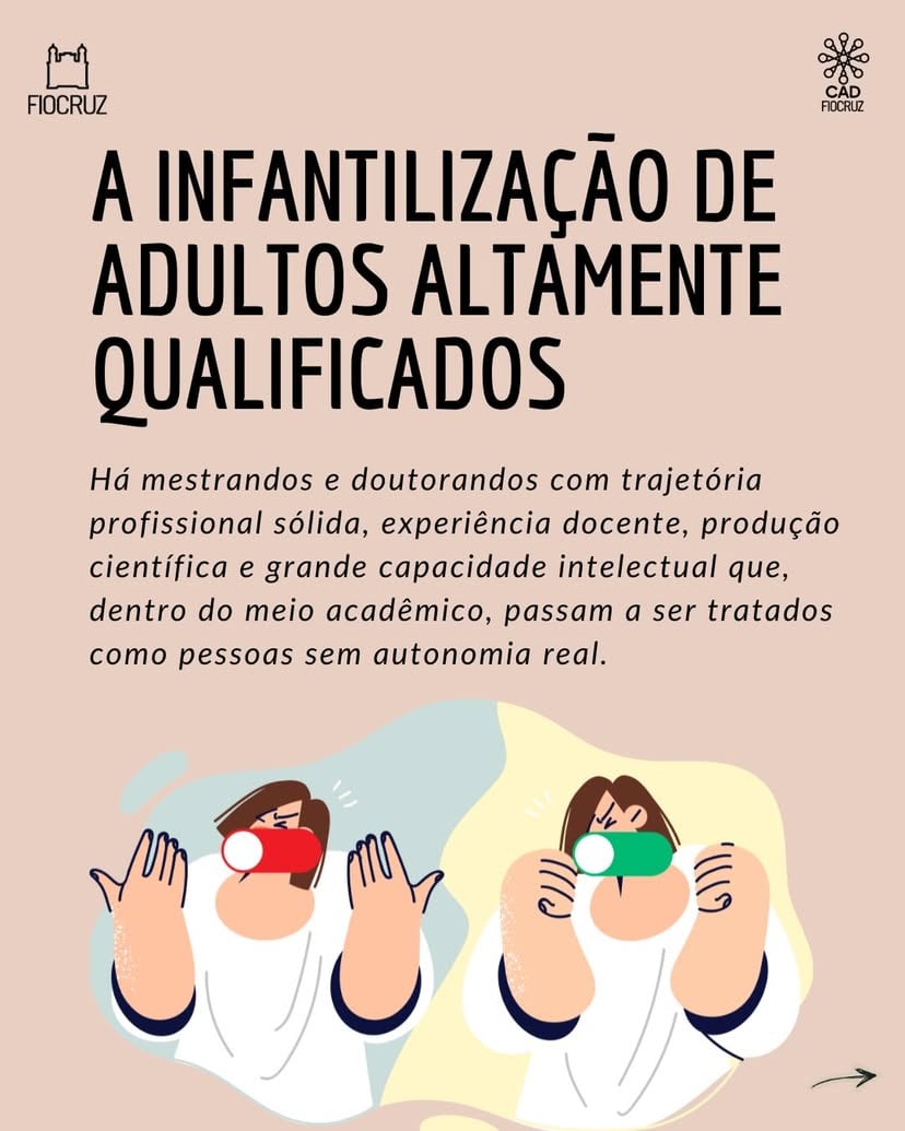 A pós-graduação deveria ampliar a autonomia intelectual de quem pesquisa, não criar relações de dependência. Quando adultos altamente qualificados precisam de validação constante para pensar, decidir ou se posicionar, vale a pena perguntar: estamos formando pesquisadores autônomos ou apenas reproduzindo hierarquias acadêmicas?

#assedio #posgraduacao #cadfiocruz #fiocruz