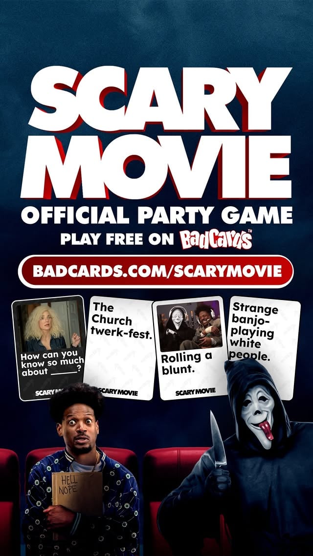 Play the official Scary Movie party game free. badcards.com/scarymovie or link in @playbadcards bio 😈#ScaryMovie #playbadcards by @scarymovie