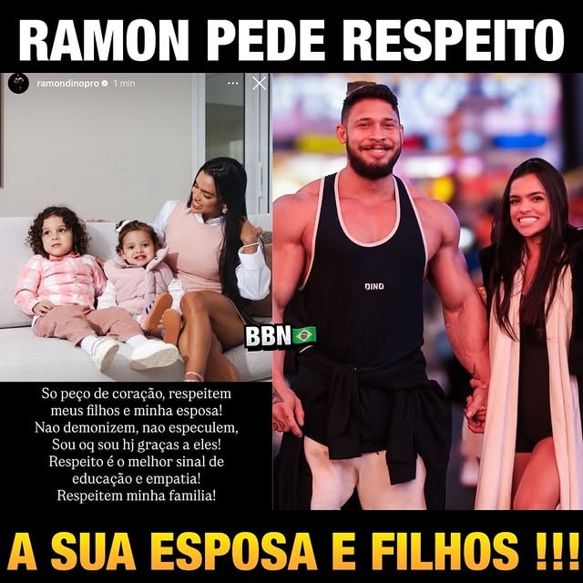 👉🏻Em outro story Ramon pediu respeito para sua esposa e filhos, e destacou que só está onde está hoje graças a eles. Após de ontem para hoje surgirem diversas especulações sobre um suposto fim de relacionamento entre o casal 
.
.
🎥Imagens: @ramondinopro via storys