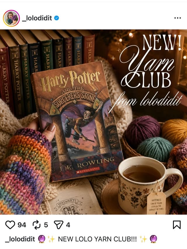 Just a heads up that this yarn dyer (who has a lot of mutual followers) decided June, you know… Pride, was the right time to announce yet another HP inspired yarn club. Let me break down the ick:

- Again, announcing anything HP related is gross but for Pride??? Come on. 
- We stopped supporting JKR and consuming HP content when she came out as a TERF
- And she has continued to cause enormous harm to the trans community. 
- While using AI (now there are magically 9 books?)
- And having the comments closed because she clearly doesn’t like what people have to say even though she tells you to comment for details. 

All the while, this is bracketed by her America 250 yarns. She’s not being subtle at all where her loyalty lies. Believe her. 

🤦🏻‍♀️🫩