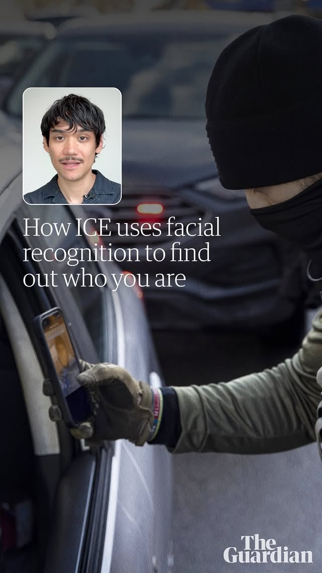 Have you seen videos of ICE agents pointing their phones at people they’re arresting?The app they’re using is called Mobile Fortify.The DHS facial recognition app allow officers to scan the faces of individuals, cross-referencing them with various databases to try to identify them. Use of the app has inspired backlash on the streets, in courts and on Capitol Hill.Guardian US reporter Sam Levin obtained body cam footage from an Innovation Law Lab lawsuit of ICE officers arresting farm workers in Oregon and using Mobile Fortify to identify them. Later on in court, a judge was critical of the agents’ use of the technology, saying it relied on data that “can be inaccurate and produce individuals who are here in accordance with immigration laws”.Follow the link in bio to read more. by @guardian_us