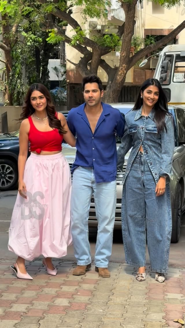 A candid moment featuring Varun, Mrunal and Pooja Keeping it effortless, as always 😍♥️.Music on @tips