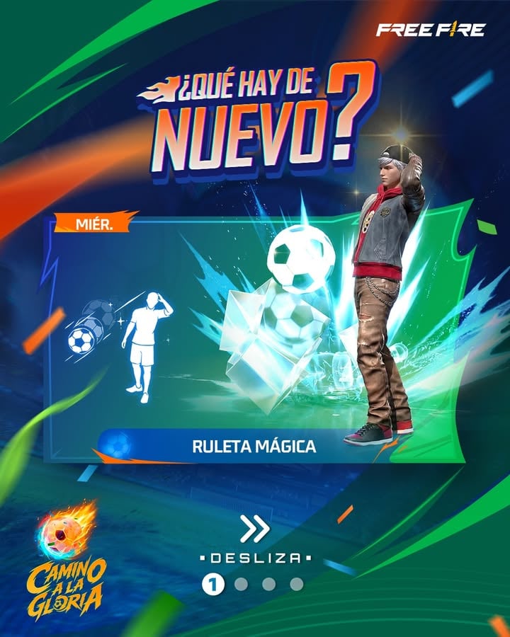 📕 ¡LA #AGENDASEMANAL ESTÁ AQUÍ! 📕

⚽ Celebra cada eliminación con un ¡Gooooool!, domina el campo con tu estilo Futbolero y demuestra que el balón siempre está bajo tu control.

🎯 Haz que tus disparos sean tan precisos como una jugada perfecta con la Woodpecker – Merodeador Mágico y sorprende a tus rivales con una Patada del Gane cuando menos lo esperen.
#FreeFire #CaminoALaGloriaFF 🏆