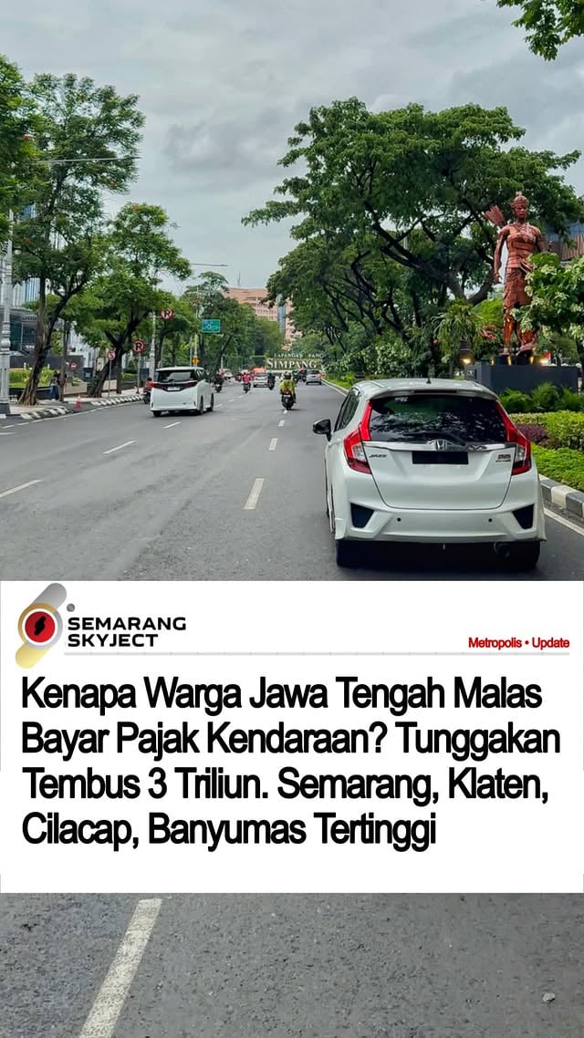 Tim taat bayar pajak atau nunggak pajak nih? Saat ini tunggakan pajak kendaraan bermotor di Jawa Tengah mencapai  lebih dari Rp3 triliun. Total tunggakan itu terdiri dari Pajak Kendaraan Bermotor (PKB) untuk Pemprov Jateng sebesar Rp2,88 triliun dan pajak opsen PKB bagi Pemkab/Pemkot senilai Rp877 miliar. Jumlah kendaraan yang tercatat menunggak mencapai sekitar 4,5 juta  unit sepeda motor dan  lebih dari 565.000 unit mobil. Demi membiayai pembangunan di Provinsi Jawa Tengah, Gubernur Jawa Tengah menginstruksikan untuk menagih para penunggak pajak.