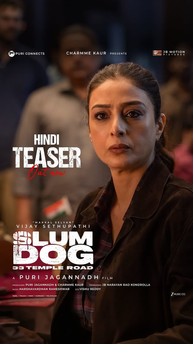 A tale of survival, rage, and destiny awaits.#SlumDog - 33 Temple Road TEASER OUT NOW ❤️‍🔥▶️ https://youtu.be/FmWN864u_EUIn cinemas this 2026 💥A #PuriJagannadh film 🎬@charmmekaur Presents 🎥Produced by Puri Jagannadh, Charmme Kaur, JB NarayanRao KondrollaReleases in Tamil, Telugu, Hindi, Kannada and Malayalam.Makkal Selvan @actorvijaysethupathi @iamsamyuktha_ @duniyavijayofficial @harshavardhan_rameshwar @puriconnects @jbmotionpictures @brahms25 @vtvganeshnj @vish_666 #PCfilm @zeemusiccompany @zmcsouth by @tabutiful