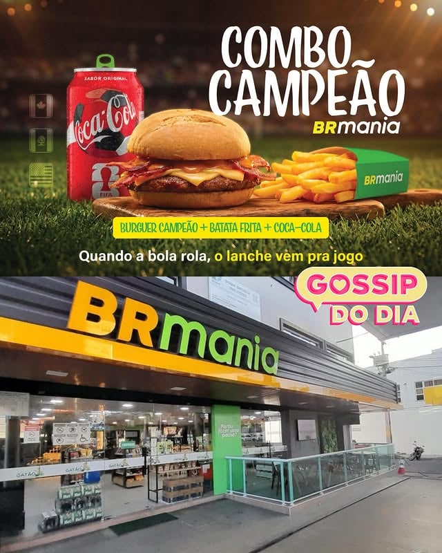 AGORA É OFICIAL! 🚨Depois de muito mistério quem chegou para provar o combo campeão foi Denilson Show.O craque chega para apresentar o novo combo Campeão, já que um campeão reconhece o outro 🏆🍔E na @brmania é assim, mais rápido que fast food e sabor todo dia. Fiquem ligados que vem mais…Quem aí acertou o palpite? #publicidade #SoVem