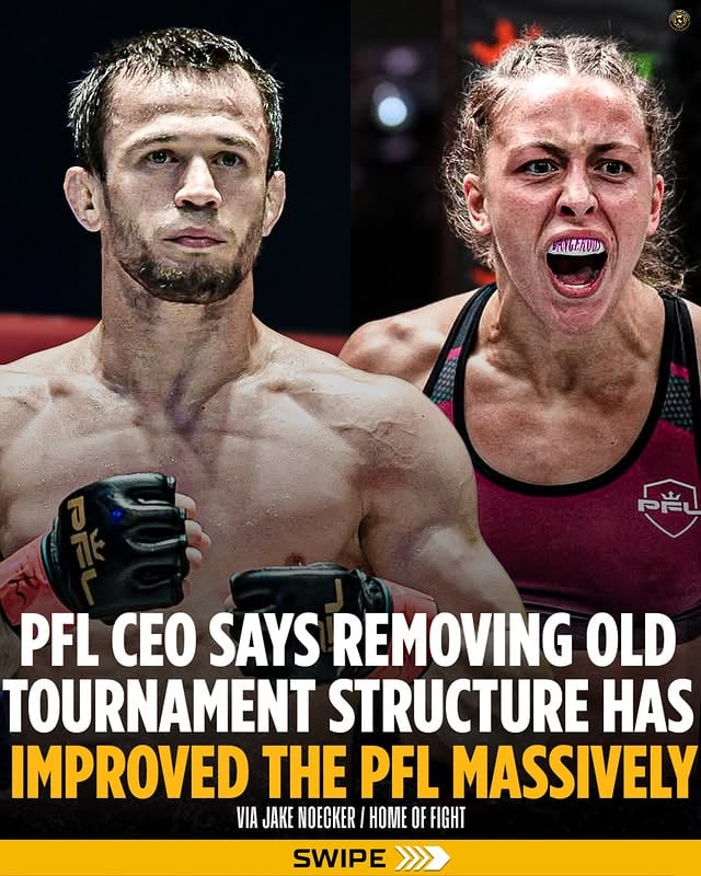 🤔🏟️ New PFL CEO John Martin says that moving away from the old tournament structure has had a positive impact on ratings and fan perception:“I hoped that the overwhelming perception from the fans would be positive, and I think it has been.There are some people who loved the tournament format, and I stepped away from that. Now we’ve got a more traditional system with rankings and matchmaking.”(via @jakenoecker / @homeoffight) by @homeoffight
