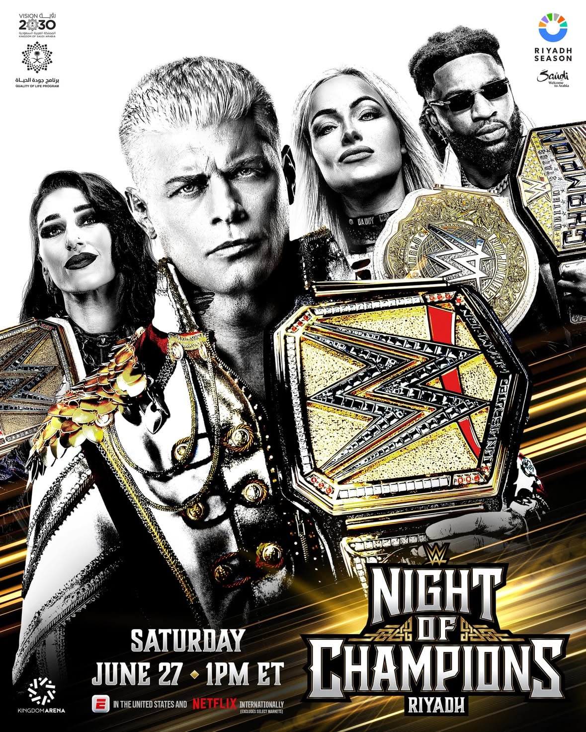 With it all on the line…

@WWE Night of Champions will be LIVE Saturday, June 27 at 1pm ET. Stream on @espn app in the US / @netflix internationally.