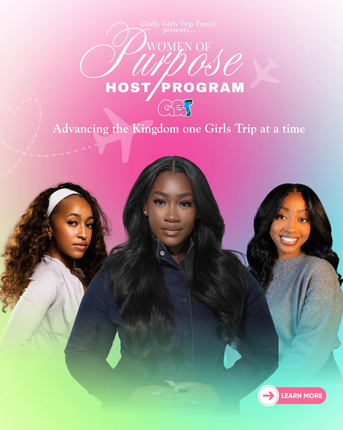 The word is out! 🗣️🌏💕 Your favorite faith-based travel company is back again - and this time we’ve expanded territory! 

Introducing our WOMEN OF PURPOSE HOST PROGRAM : our initiative to give you more travel, more destinations, & more community with your favorite trusted Christian voice to host your experience! 

Our founder has received numerous request for different destinations, as well as request for more travelers per trip. Each trip capacity is 15-20 women so while we could not extend it to more per trip, we CAN offer you more opportunities to experience a GGT trip through our new Host Program! 

Each lady will be announcing their availability for booking in the coming weeks/months so make sure to like, follow, & share this post! 

Then follow each ladies page whose trip you’re interested in - to find out when their trip will be available for booking! 

We are so excited for this launch! If you’re excited for these trips, can I get a “woo-hoo” in the comments?! 🥳 

Comment “GGT” to be the first one to know when these trips drop! 👇🏽 

WE OUTSIDE IN JESUS NAME! 🌏💕🗣️

#godlygirlstrip